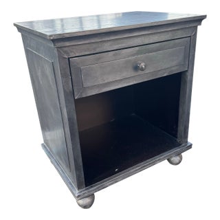 Vintage Zinc Covered Wood Bedside Table Restoration Hardware For Sale
