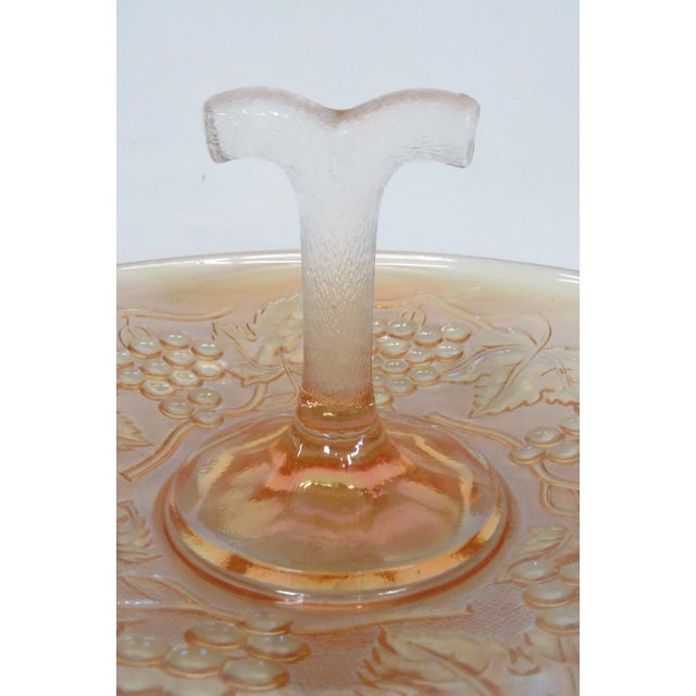 Early 20th Century Imperial Glass Harvest Grape and Leaf Marigold Carnival Glass Handled Tray For Sale - Image 11 of 17