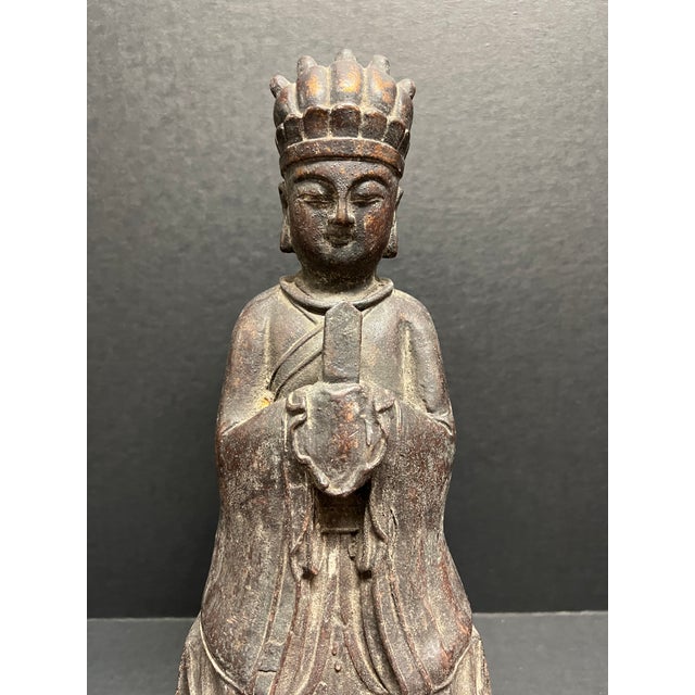 Antique Chinese Art Bronze Quan Ying Statue For Sale In New York - Image 6 of 9