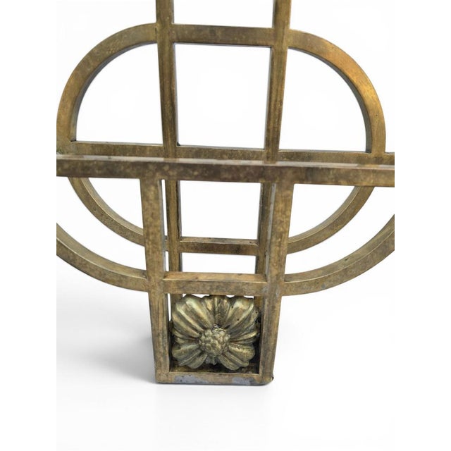 Art Nouveau Gilt Brass Wall-Mounted Magazine Rack, 1910 For Sale - Image 9 of 13