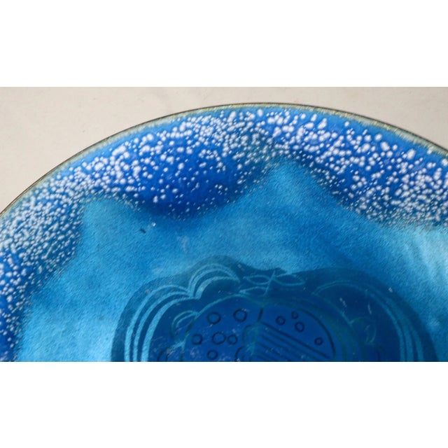 Paint Handmade Pair of Thelma Winter Blue Enameled Decorative Art Collector Plates For Sale - Image 7 of 11