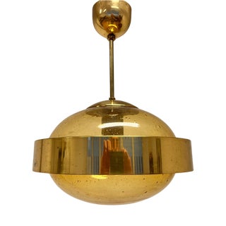 Mid-Century Space Age Brass and Glass UFO Pendant from Kamenicky Senov, 1970s For Sale
