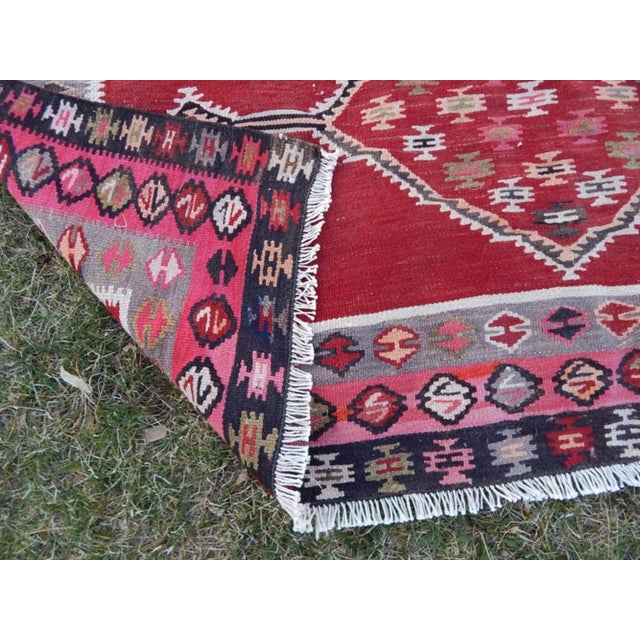 Muted Pastel Colors Authentic Handmade Wool Rug 5'8'' X 13'2'' For Sale - Image 10 of 11