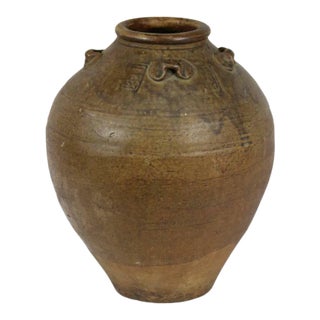 Antique Archaistic Thai Earthenware Storage Vessel For Sale