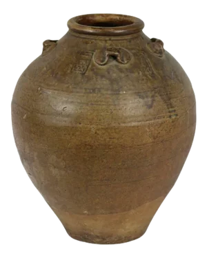 Antique Archaistic Thai Earthenware Storage Vessel