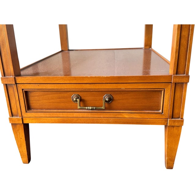Hekman Mid-Century Modern Walnut End Tables With Drawer and Open Shelf - A Pair For Sale - Image 10 of 13