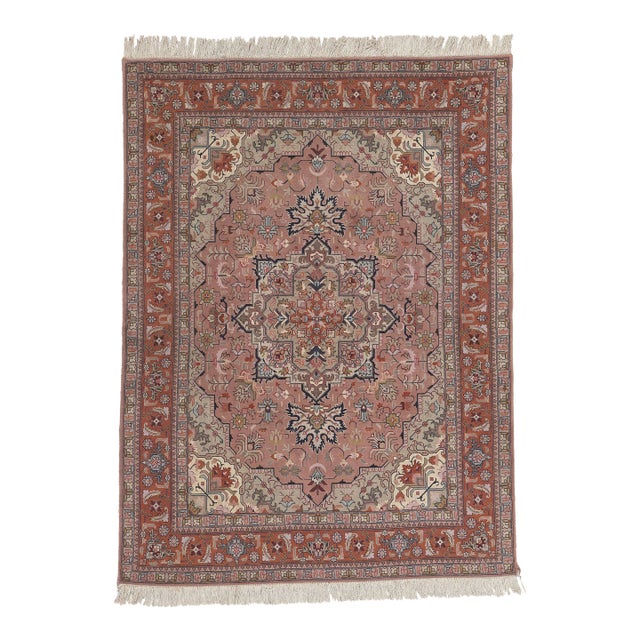 Vintage Persian Tabriz Rug - 04'10 X 06'05 For Sale