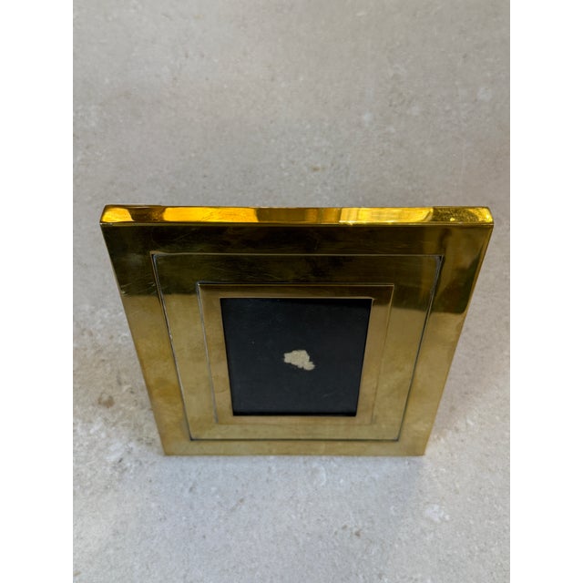 Italian Polished Brass Geometric Picture Frame, 1970s For Sale - Image 4 of 6
