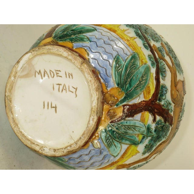 White 1900s Large Ceramic Vase Majolica Italian WITH 3 DOG & BIRDS Made Italy Neo-Classic For Sale - Image 8 of 12