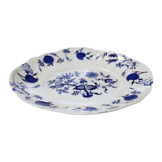 Early 1900s John Maddox & Sons Blue Onion Serving Platter For Sale