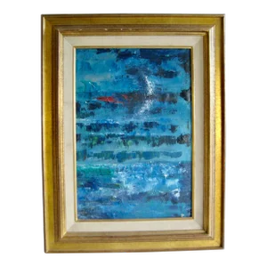 Mid Century Modern Abstrct Oil Painting 1961