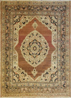 Antique Persian Tabriz Hajji Rug, C-1900, 4'1" X 5'4"