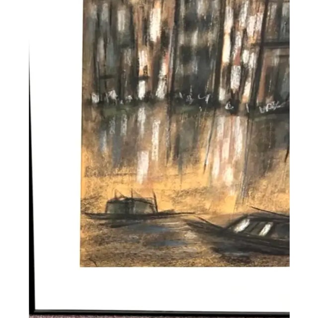 Mid 20th Century Mid Century 1958 Painting - Boat in the City, Signed - Venice Italy For Sale - Image 5 of 7