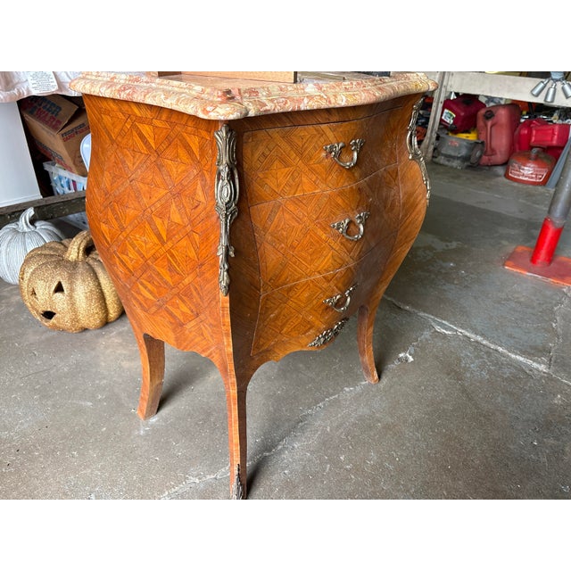 Stunning Marble Top with Bevel Edge & Inlay Wood Venner