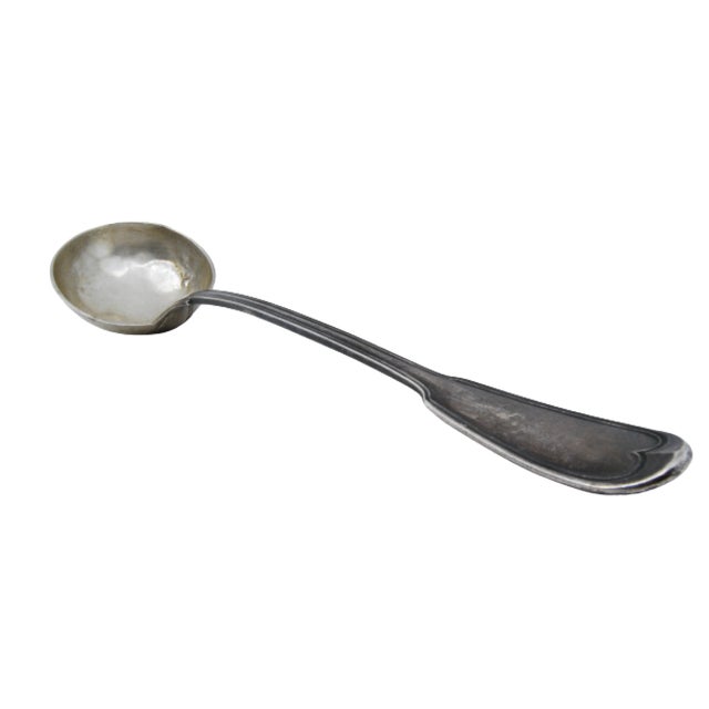 Metal Silver Soup Ladle with Scalloped Handle For Sale - Image 7 of 7