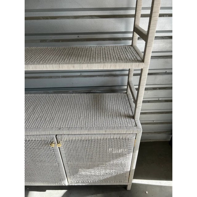 Made Goods Gray Wrapped Rattan Bookcase Etagere For Sale - Image 4 of 11