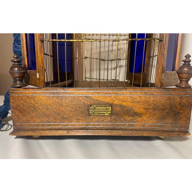 Antique 1800's Handmade Westley Richards Gunsmith Wood Stained Glass Birdcage For Sale - Image 10 of 17
