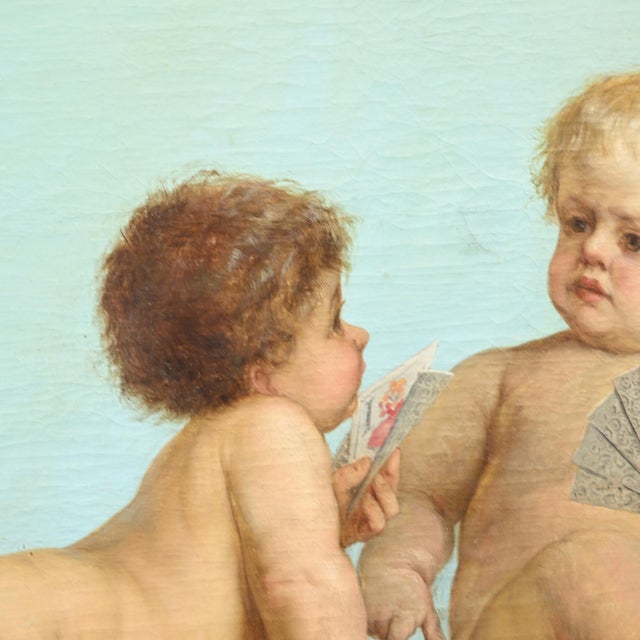 Painting "Putti" by Franz Lefler (1831–1898) Signed "F. Lefler" Oil on wood panel Dimensions: Image size: 153.5 x 251.5 cm...
