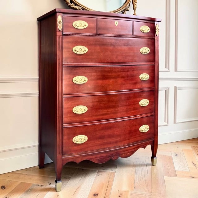 Dixie Vintage Federal Mahogany Tall Chest | Chest of Drawers | Dresser For Sale - Image 4 of 11