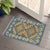 Rustic Turkish Kilim Blue Gold Hand-Woven Wool Rug For Sale - Image 4 of 9