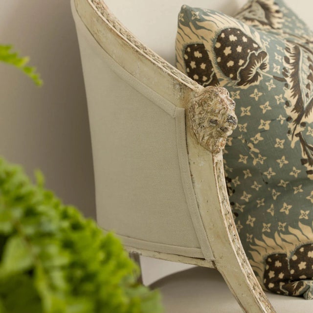 19th C. Swedish Gustavian Barrel Back Sofa With Lion Heads in Original Paint For Sale - Image 11 of 12