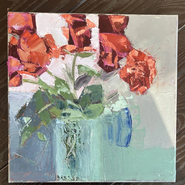 Original Contemporary Floral Still Life Oil Painting on Canvas