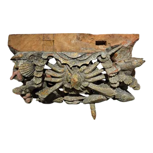 19th Century Ching Dynasty Wood Grotto Carving With Shells and Crab