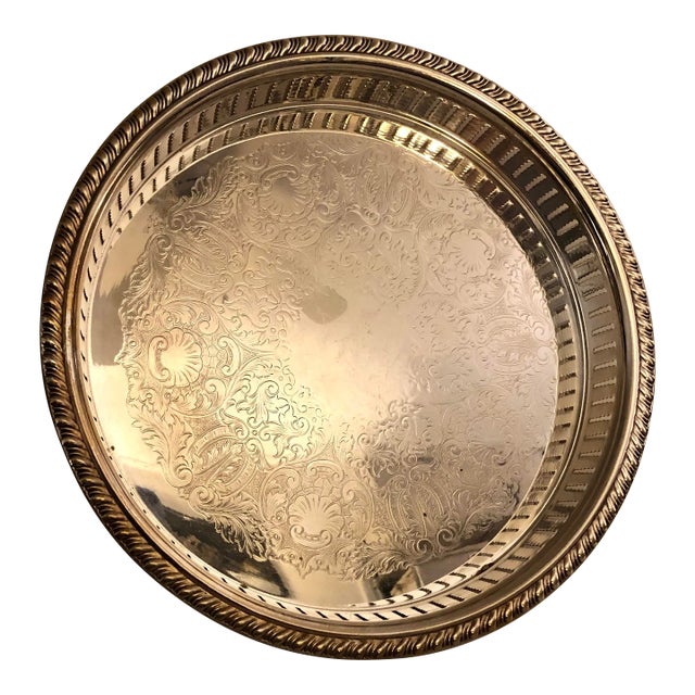 1970s Sheridan Silverplate Round Serving Tray For Sale
