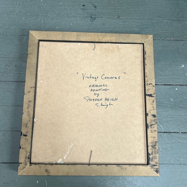 Contemporary Original Still Life Painting by Stephen Heigh “Vintage Cameras” For Sale - Image 4 of 4