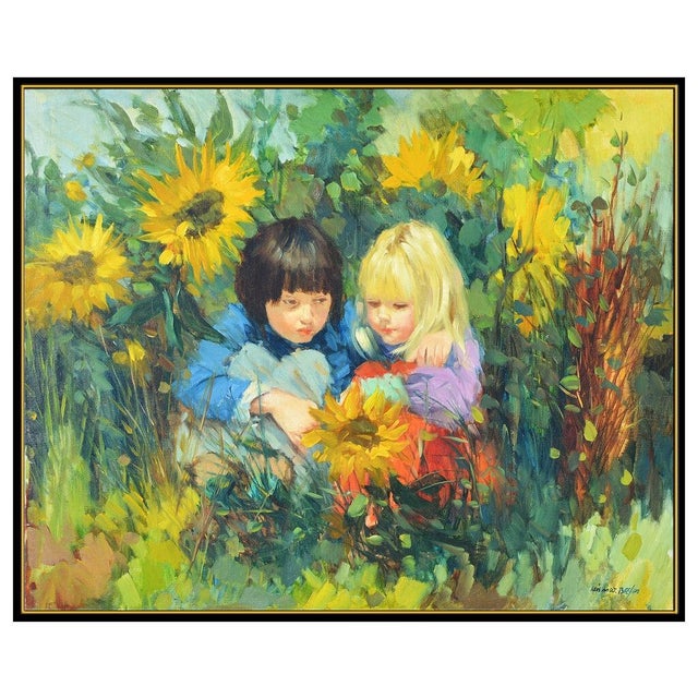 Contemporary Late 20th Century Sunflower Field, Louis Van Der Beesen For Sale - Image 3 of 5