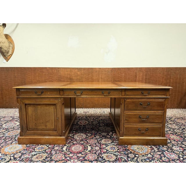 Large English Partner Desk For Sale - Image 3 of 18