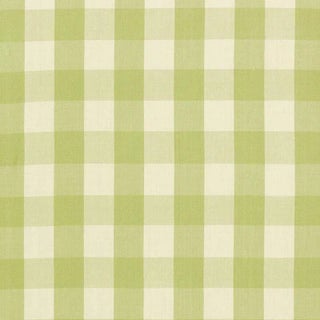 Schumacher Camden Cotton Check Fabric in Sage For Sale