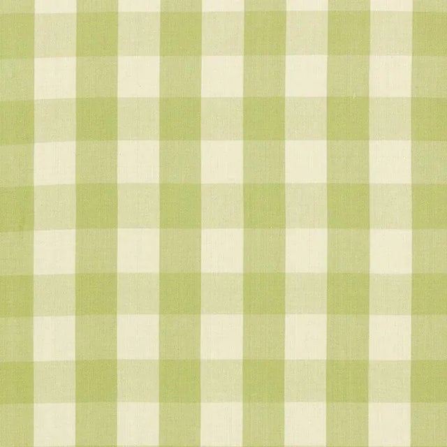Schumacher Camden Cotton Check Fabric in Sage For Sale