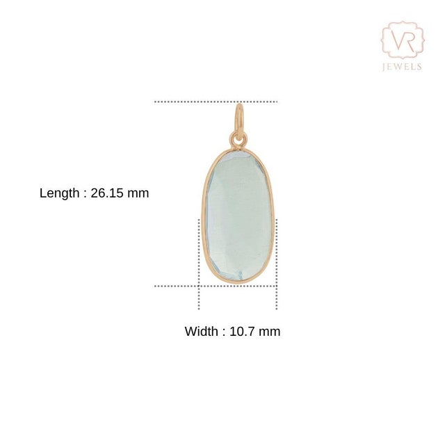 Asian Antique Style Uncut 3.55 Carat Aquamarine Pendant 14k Gold Charm Jewelry For Sale - Image 11 of 16