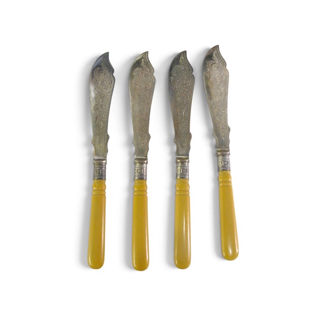 Sheffield A Williams Sheffield Antique Silver Plate Fish Fork & Knife 24pc Set in Case For Sale - Image 4 of 12