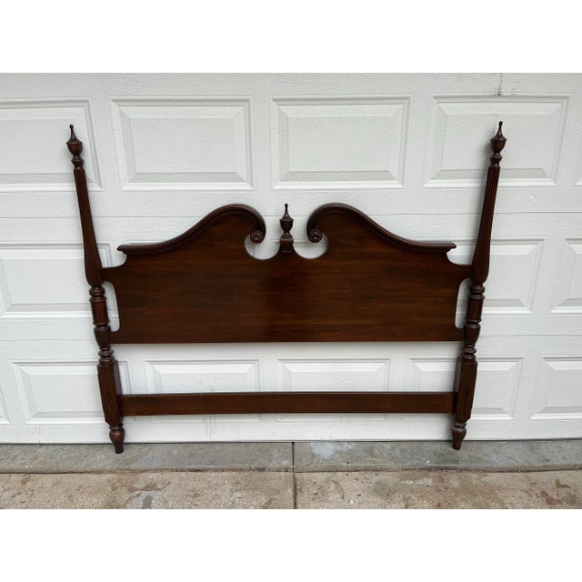 A queen sized poster headboard from Ethan Allen’s timeless Georgian Court collection. Solid cherry construction includes...