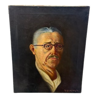 Martin J. Murray (American, 1908–1997) "Self Portrait" Oil, 1977 For Sale