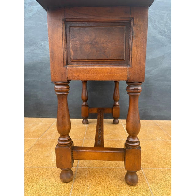 Traditional 1940s Spanish Renaissance Low Console Table with Carved Front and Single Drawer For Sale - Image 3 of 13