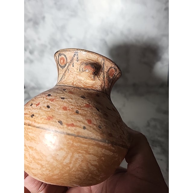 Chestnut Vintage Chilian Pottery Bird Effigy Vessel Handle Folk Art Pottery Primitive For Sale - Image 8 of 14