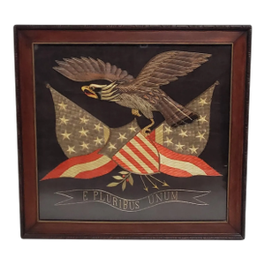 Patriotic Eagle Silk Embroidery American Flag Needlework E Pluribus Unum