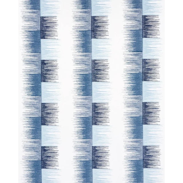 Bold and beautiful, large scale Sunburst Stripe Embroidery in blue is embroidered on a linen ground, evoking the fabulous,...