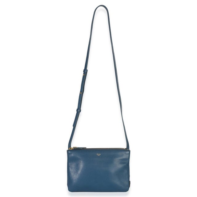 Blue Blue Lambskin Small Trio Crossbody Bag For Sale - Image 8 of 9