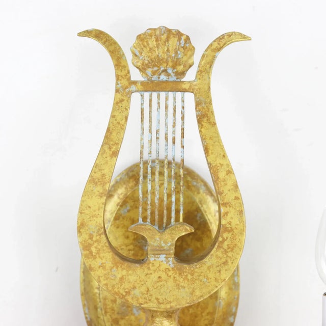 Pair of Vintage Lyre Design Paris Wall Lamps - Toler Wall Lamps by Brunschwig & Fils。Pair of Vintage French Lyre Design...