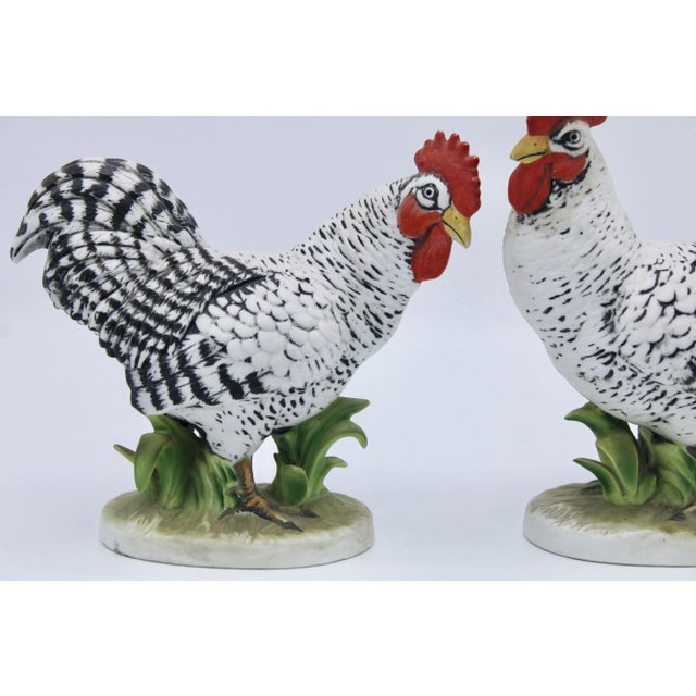 1960s Vintage Farmhouse Black and White Ceramic Chickens For Sale - Image 5 of 13