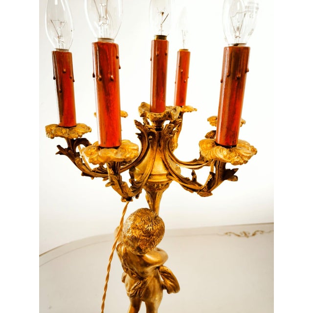 Bronze Putto Lamp with Six Lights For Sale - Image 14 of 18