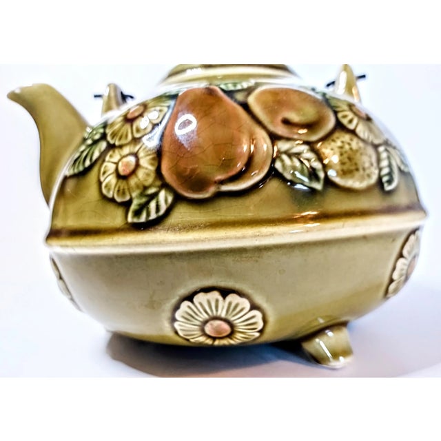 Midcentury Modern Green Teapot With Fruit For Sale - Image 4 of 7
