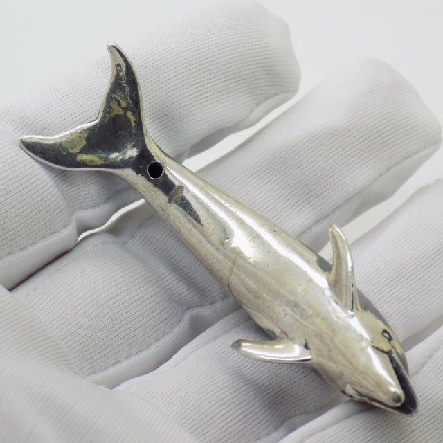 Black Vintage Italian Handmade Silver 800 Darkened Dolphin Figurine by Saturno, Arezzo, 1980s For Sale - Image 8 of 14