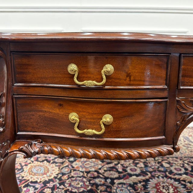 English Writing Desk with Leather Top For Sale - Image 15 of 18
