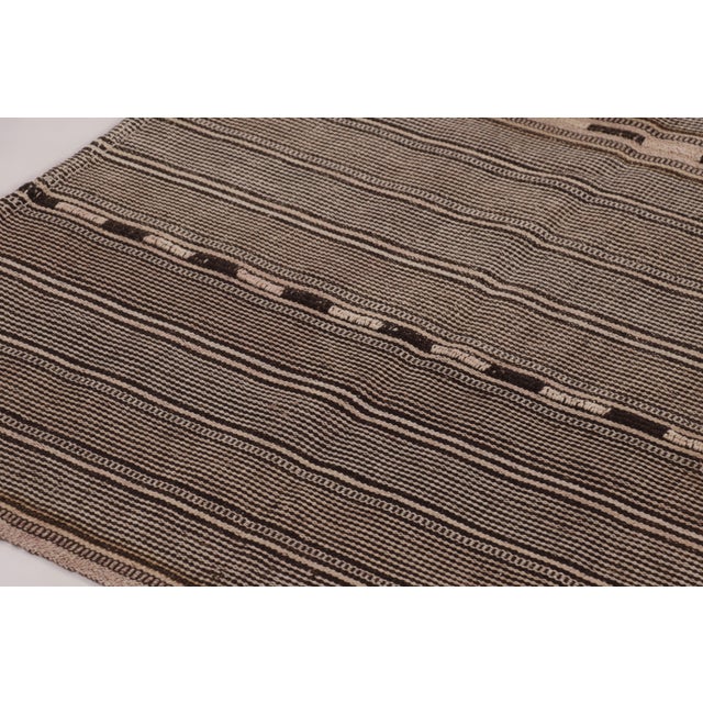 Tribal Vintage Persian Kilim, Beige-Brown Stripes With Intricate Detail - Rug & Kilim For Sale - Image 3 of 8