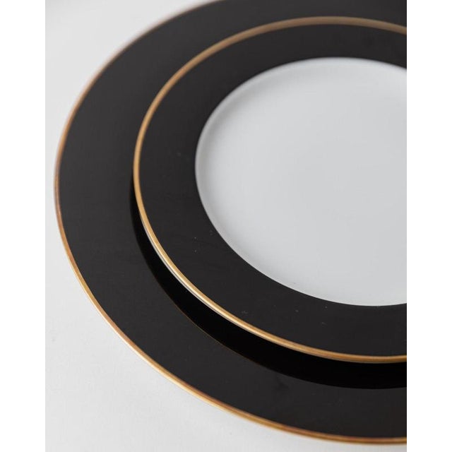 Vintage Black and White Porcelain Dinnerware Set with Gold Rim from Eschenbach Bavaria, Germany, Set of 26 For Sale - Image 11 of 17